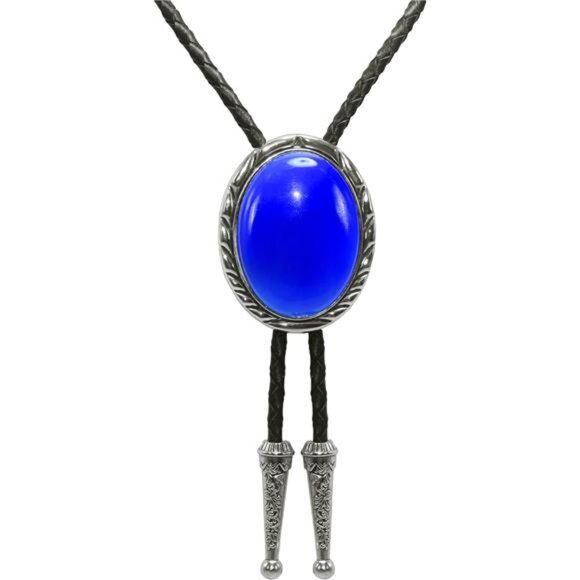 Bolo Tie Natural Colors Stone Blue Natural Stone - Picture 3 of 6